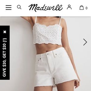 Madewell high-waisted button-fly frayed-hem jean shorts